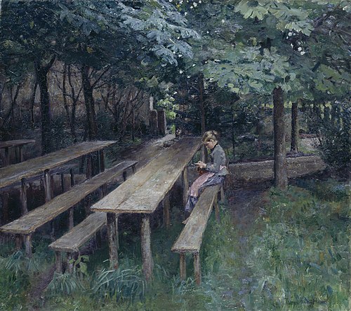 Wirtsgarten in Dachau, 1890, Thomas Theodor Heine
