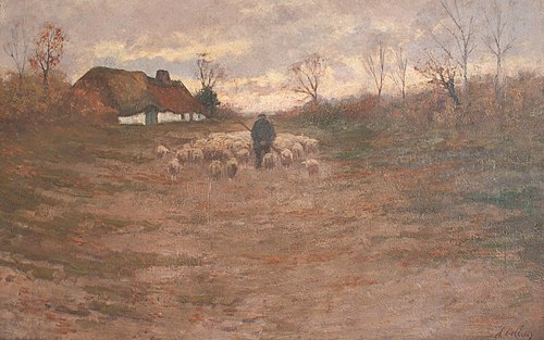 Kempisch landschap met schaapskudde en herder, , Alfonse De Clercq