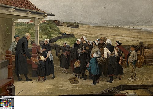 Brooduitdeling aan de weduwen en wezen te Katwijk, 1838, Félix Cogen