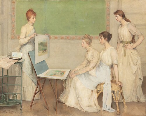 In the artist's studio, , Alix d'Anethan