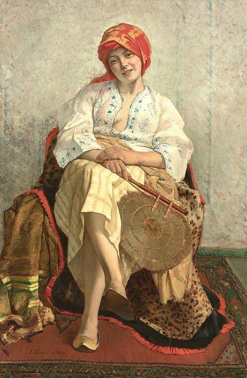 Oriental woman with fan, 1882, Auguste Dael