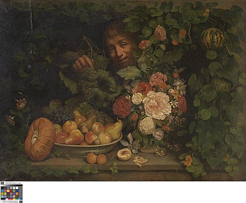 Stilleven met bloemen en fruit, 1864, Jozef Dinnewet