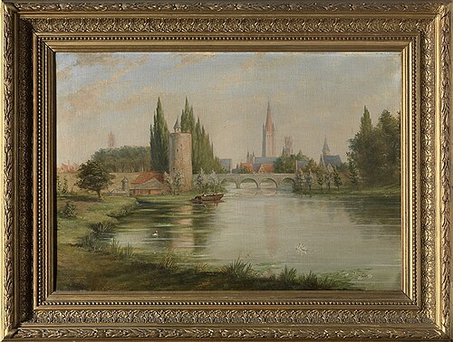 Het Minnewater met zicht op Brugge, 1894, Jozef Dinnewet