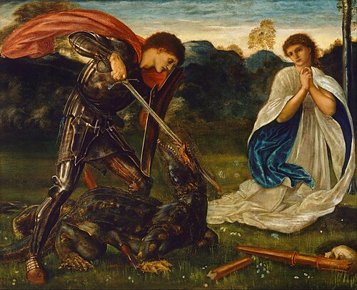 The fight: St George kills the dragon, 1866, Edward Burne-Jones