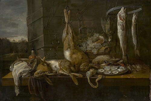 Still life of dead game, 1650, Pieter van den Bemden