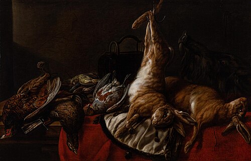 Still life with dead game and birds, 1650, Pieter van den Bemden