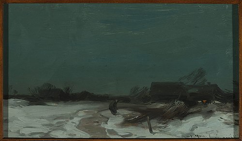 Winter landscape with cottages, 1895, Roman Kochanowski