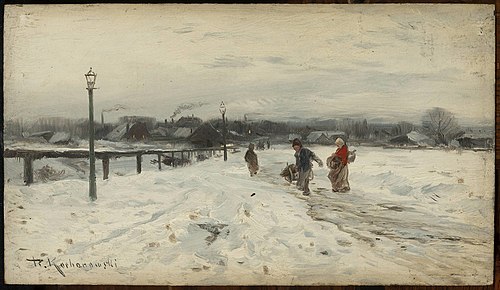 Suburban winter landscape, 1895, Roman Kochanowski