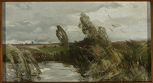 Landscape with water and bulrush, 1895, Roman Kochanowski
