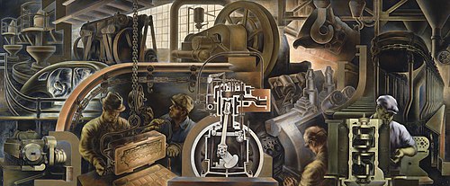 Automotive Industry (mural, Detroit Public Library), 1940, Marvin Beerbohm