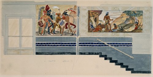 (Mural study for south wall, Los Angeles, California Immigration and Naturalization Station), 1938, Verona Lorraine Burkhard