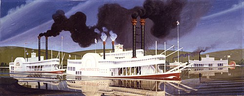 Mississippi Packets (mural study, Hickman, Kentucky Post Office), 1939, William Edward Lewis Bunn