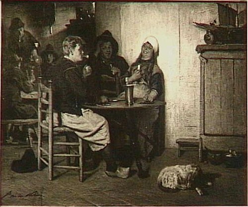 Domino-spelend vissers, genaamd 'Dubbel-blank', 1879, Petrus Van der Velden