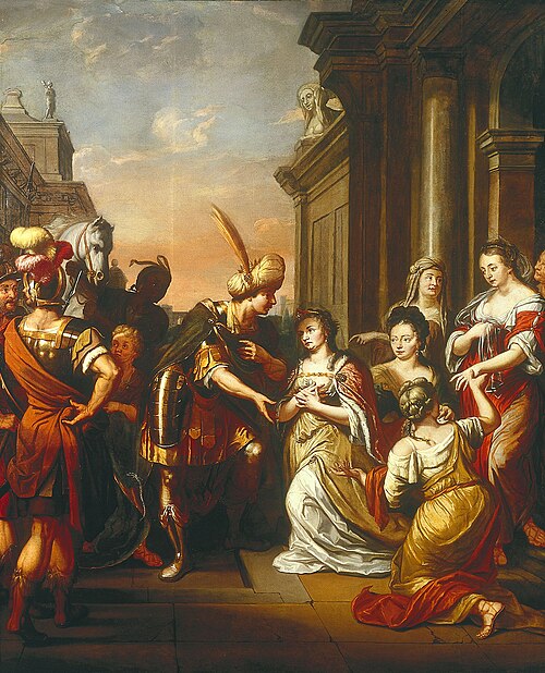 Sophonisba en Masinissa (wandschildering in De Zaal in het Huis met de 13 tempels, Groningen), 1711, Herman Collenius