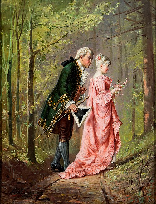 Elegant Couple Walking in the Forest, 1894, Alois Binder
