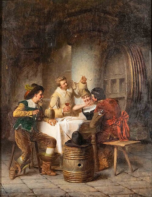 Sociable round in the wine cellar, , Alois Binder