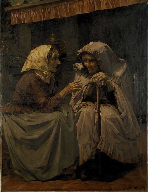 Old Ghent Woman in a Hooded Cloak, , Gabrielle Maria Van Meerbeke