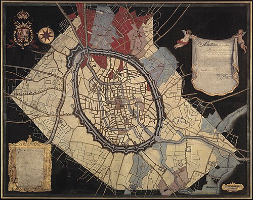 Kaart van Brugge en de waterwegen, 1714, Joannes Lobberecht