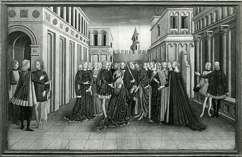 The Reception of Helen at Troy by Priam and Hecuba, 1450, Master of the Stories of Helen