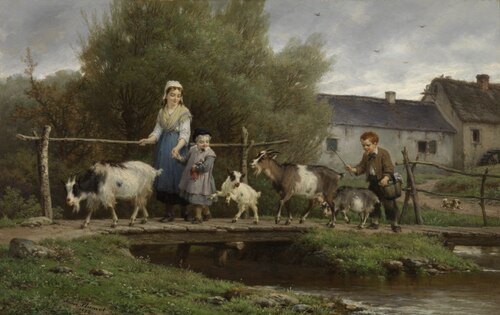 Over the Plank Bridge, 1878, André Plumot