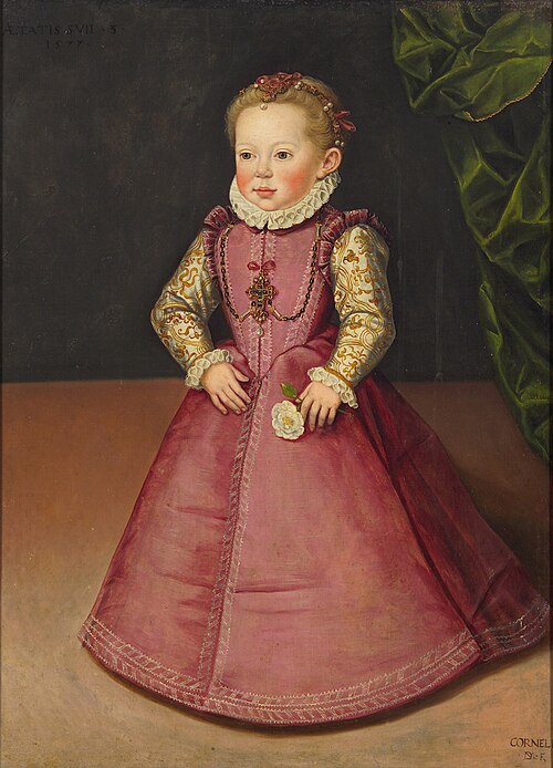 Erzherzogin Maria Christierna (1574-1621) im Alter von drei Jahren, in ganzer Figur, 1577, Cornelis Vermeyen
