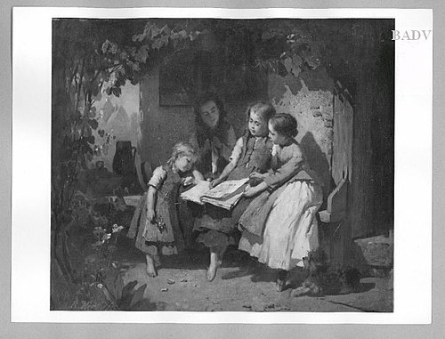 Girls reading, 1871, Rudolf Hirth du Frênes