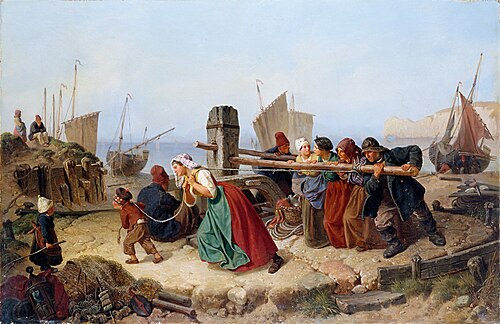 Ship's winch in Normandy, 1843, Rudolf Jordan