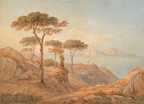 Blick von einer Anhöhe über den Golf von Sorrent auf die Insel Capri, , Rudolf Müller