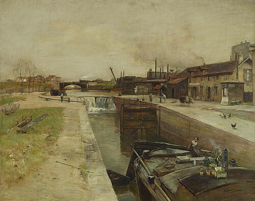 Schleuse am Kanal von St. Denis, 1883, Rudolf Ribarz
