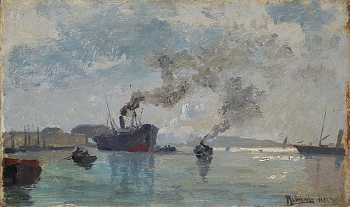 Schiffe im Hafen, 1882, Rudolf Ribarz
