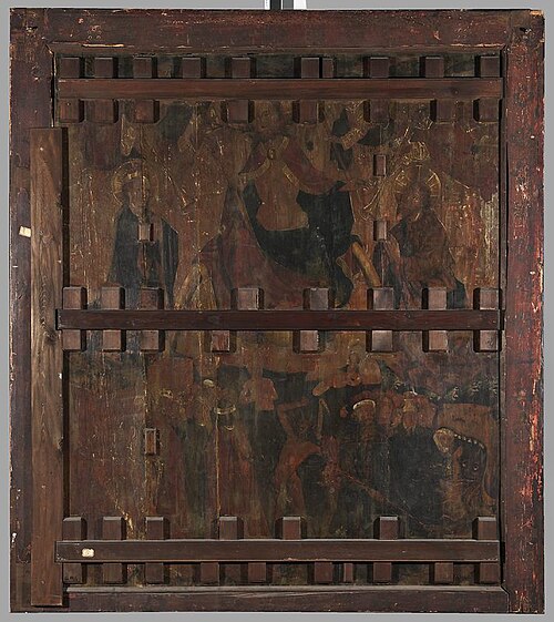 Legnica polyptych - right wing external - lower panel - obverse: Resurrection of Christ; reverse: La, 1466, Mikołaj Obilman