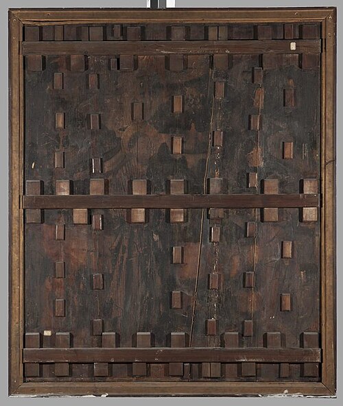 Legnica polyptych - left wing external - upper panel - obverse: St Henry, St Nicholas, St Stephen; r, 1466, Mikołaj Obilman