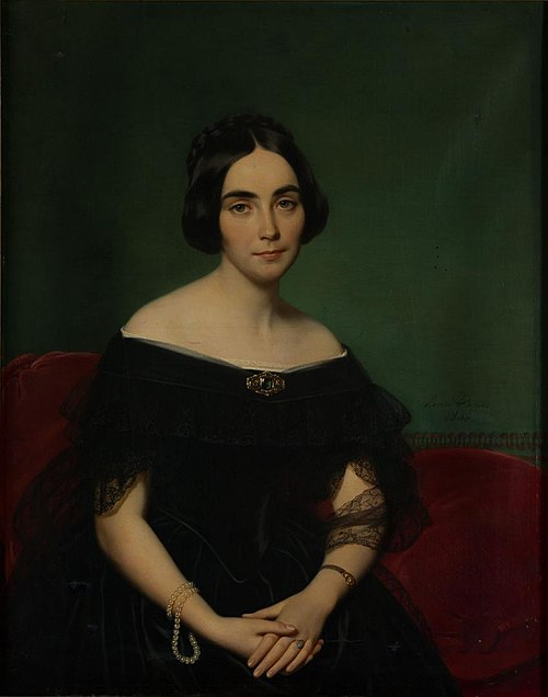 Portrait de Juliette Destailleur (1812-1892), épouse de Romain de Bourge, en robe de deuil, 1846, Louise Adélaïde Desnos