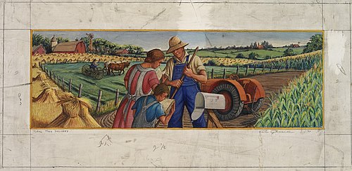 Rural Free Delivery (mural study, Leon, Iowa Post Office), 1937, Criss Glasell