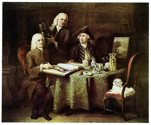 Portrait of Jan Bisschop (1680-1771), Pieter Bisschop (1691-1758) and Olivier van Vlierden Hope (173, 1753, Aert Schouman