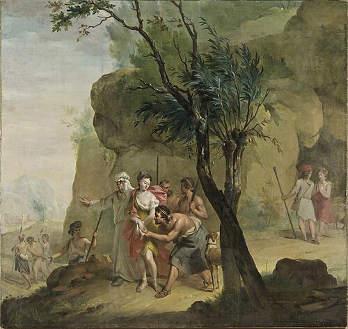 Behangsel met Amaryllis die gevangen wordt genomen, 1742, Aert Schouman