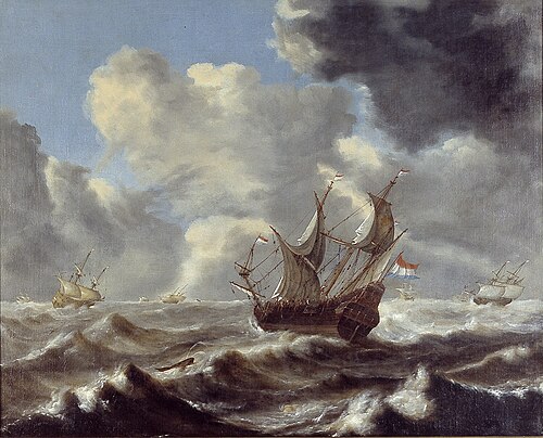 Zeilschepen op een woelige zee, 1652, Pieter Mulier le Vieux