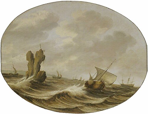 Shipping in a Breeze Off a Rock, 1630, Pieter Mulier le Vieux