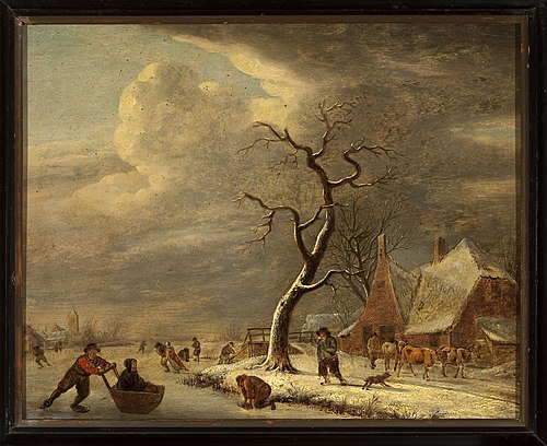 On the frozen canal, , Isaac van Ostade