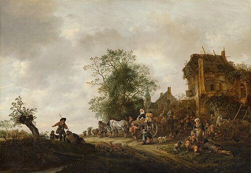 Voyageurs devant une auberge, 1645, Isaac van Ostade