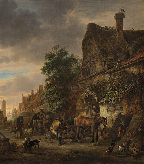 Workmen before an Inn, 1645, Isaac van Ostade