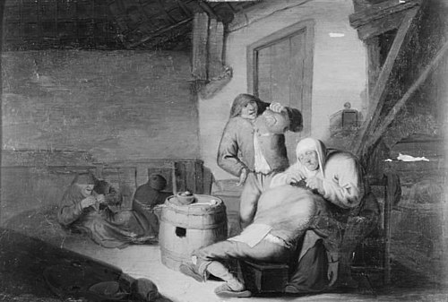 Farmer's Wife Delousing her Husband, 1692, Isaac van Ostade