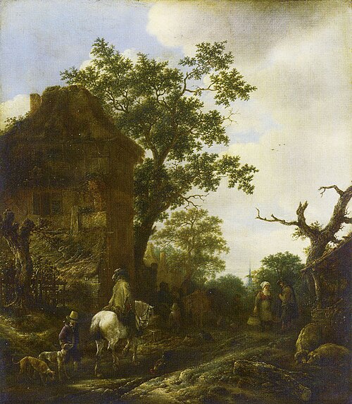 Travellers near a Village, 1645, Isaac van Ostade