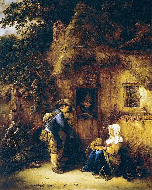 Traveller at a Cottage Door, 1649, Isaac van Ostade