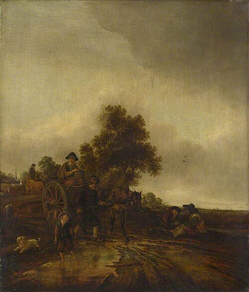 A Landscape with Peasants and a Cart, 1645, Isaac van Ostade