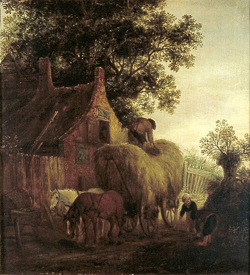 Farm with a Hay wagon, 1640, Isaac van Ostade