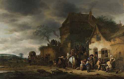 Travellers Halted at a Country Inn, 1650, Isaac van Ostade