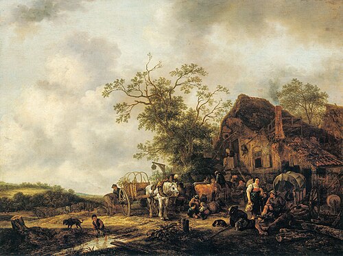 Travellers Halting before an Inn, 1646, Isaac van Ostade
