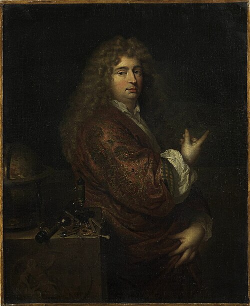 Nicolaes Hartsoeker (1656-1725), physicien, désignant un bâteau dans la tempête, 1682, Caspar Netscher