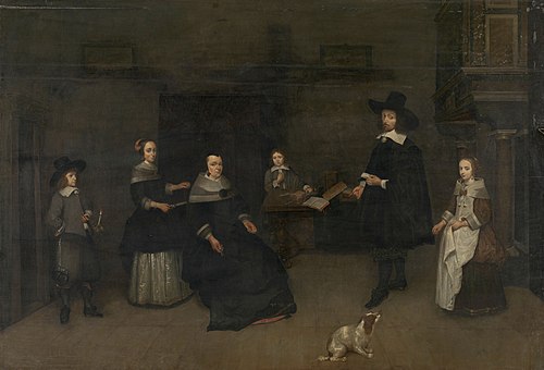 Family scene, 1650, Caspar Netscher